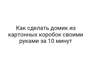 Как сделать домик из картонных коробок своими руками за 10 минут